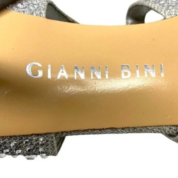 Gianni Bini Silver Sparkle Flame Open-Toe Strappy Heels - Size 7.5 - Picture 8 of 8